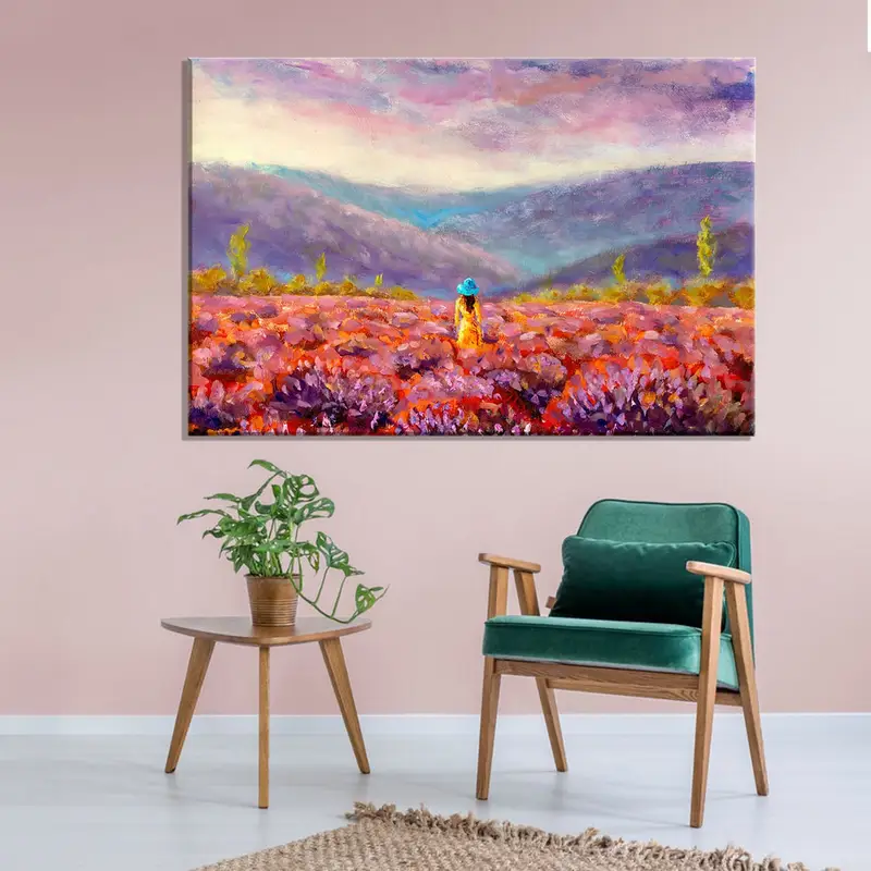 Woman In Fields Wall Art, Girl Room Wall Art, Coastal Wall Art, Living Room Wall Decor, Canvas Wall Art, Modern Wall Art, Birthday Gift, - 4