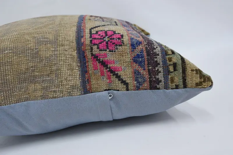 Seat Pillow Case, Bolster Pillow Case, Vintage Kilim Throw Pillow, Throw Kilim Pillow, Pillow Cover, 28x28 Beige Cushion, Home Decor Pillow - 5