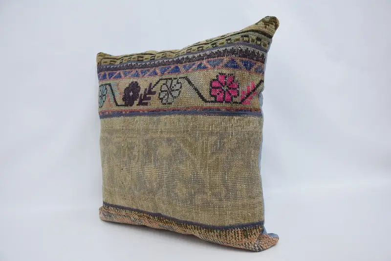 Seat Pillow Case, Bolster Pillow Case, Vintage Kilim Throw Pillow, Throw Kilim Pillow, Pillow Cover, 28x28 Beige Cushion, Home Decor Pillow - 4