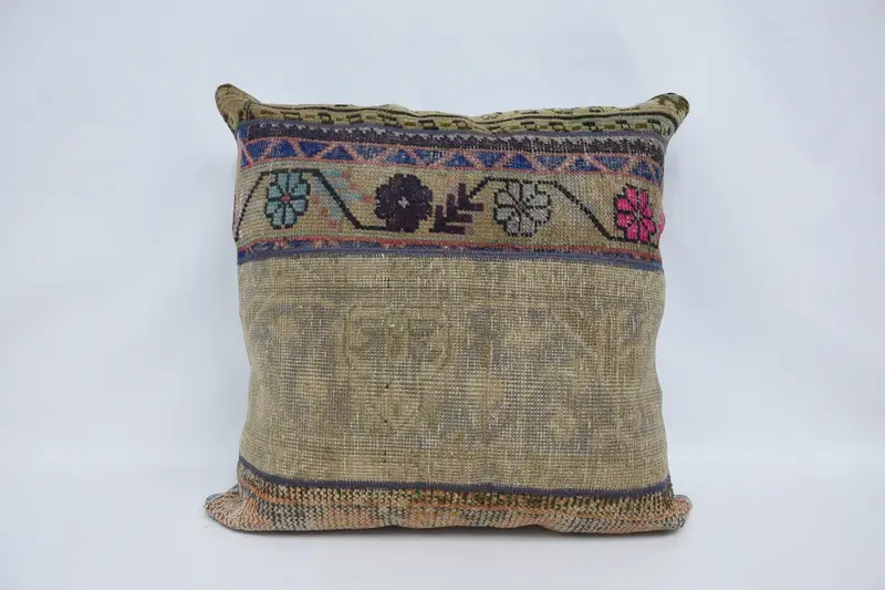 Seat Pillow Case, Bolster Pillow Case, Vintage Kilim Throw Pillow, Throw Kilim Pillow, Pillow Cover, 28x28 Beige Cushion, Home Decor Pillow - 1