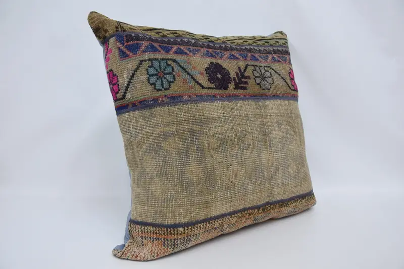 Seat Pillow Case, Bolster Pillow Case, Vintage Kilim Throw Pillow, Throw Kilim Pillow, Pillow Cover, 28x28 Beige Cushion, Home Decor Pillow - 3