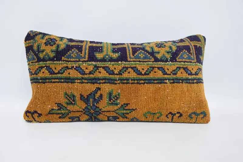 Luxury Cushion, 12x24 Orange Cushion Case, Pillow for Couch, Vintage Kilim Pillow, Ethnic Throw Cushion Cover, Pillow Cover, Kilim Pillow Cover - 1