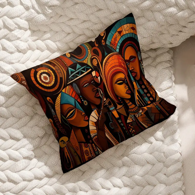 Brown African Woman Ethnic Design Printed Pillow - Chic Home Decor