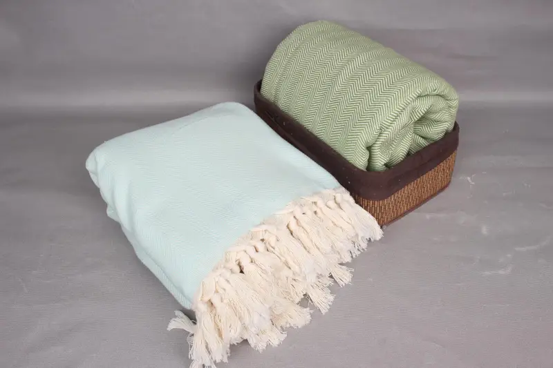 Bridal Shower Gift, 100x80 Cotton Herringbone Towel, Bedspread, Organic Throw, Christmas Gift Blanket, Turkish Towel Beach Blanket, Wedding Favors - 7