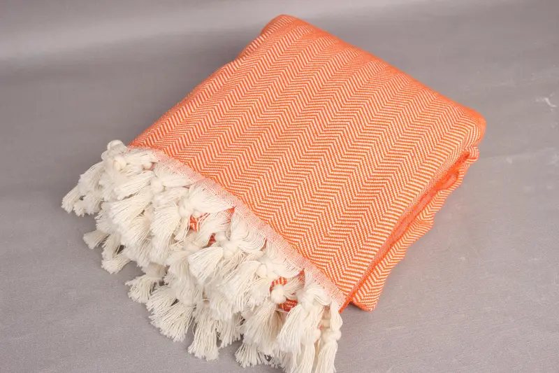 Bridal Shower Gift, 100x80 Cotton Herringbone Towel, Bedspread, Organic Throw, Christmas Gift Blanket, Turkish Towel Beach Blanket, Wedding Favors - 4