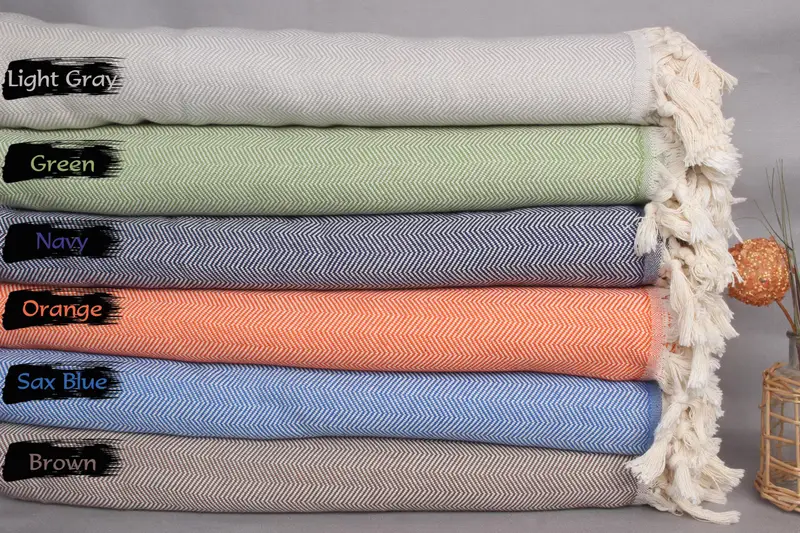Bridal Shower Gift, 100x80 Cotton Herringbone Towel, Bedspread, Organic Throw, Christmas Gift Blanket, Turkish Towel Beach Blanket, Wedding Favors - 2