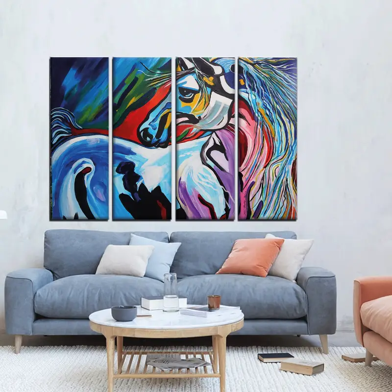 Oil Painting Print Horse, Colorful Horse Canvas, Abstract Horse Canvas, Horse Wall Art, Horse Canvas, Animal Wall Art, Abstract Canvas, - 3