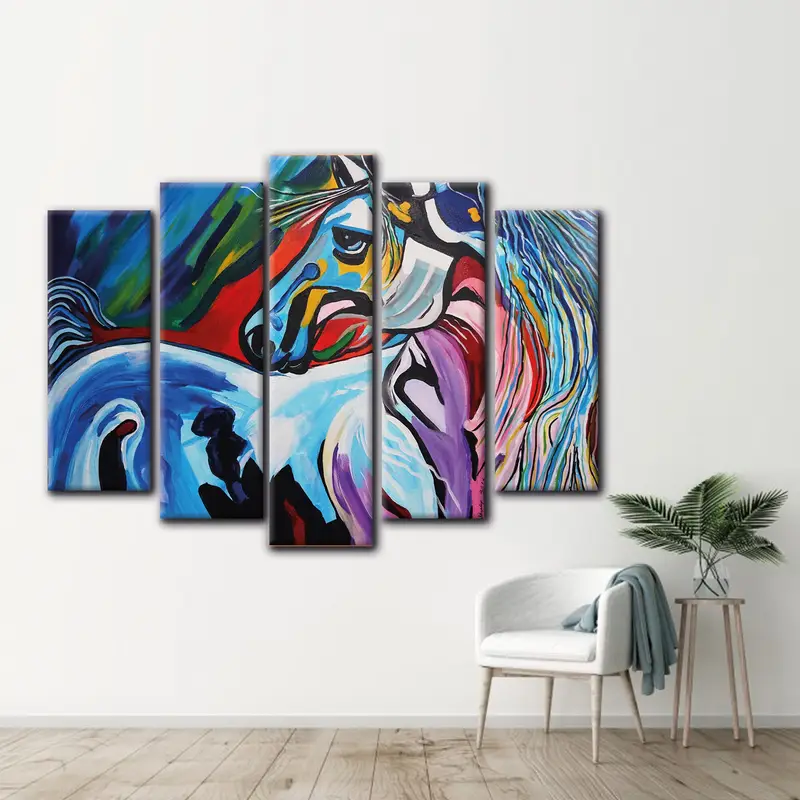 Oil Painting Print Horse, Colorful Horse Canvas, Abstract Horse Canvas, Horse Wall Art, Horse Canvas, Animal Wall Art, Abstract Canvas, - 5