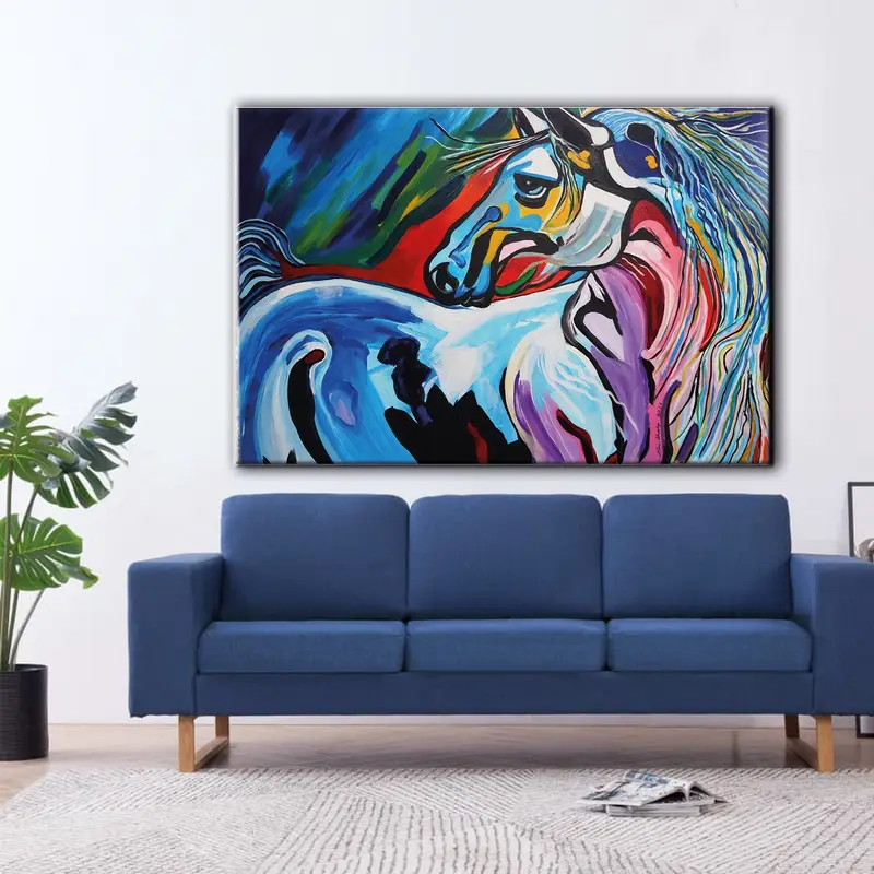 Oil Painting Print Horse, Colorful Horse Canvas, Abstract Horse Canvas, Horse Wall Art, Horse Canvas, Animal Wall Art, Abstract Canvas, - 1