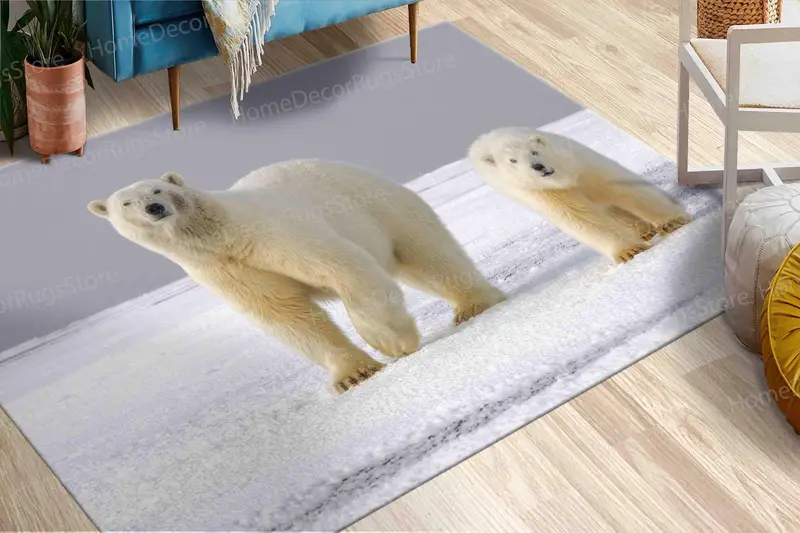 Teppich mit Eisbären-Print: Arktisches Wildlife-Design für moderne Räume