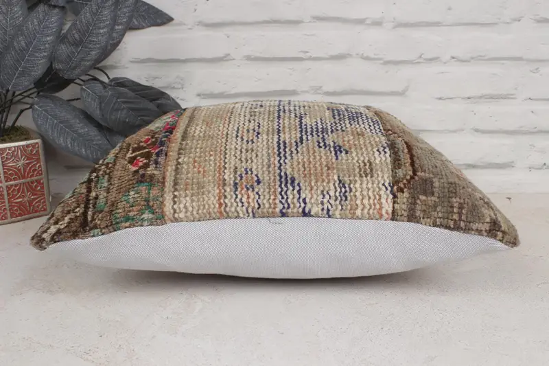 Rustic Cushion Case, Antique Pillows, Kilim Cushion Sham, 16x16 Blue Cushion Case, Pillow, Nautical Throw Cushion, Kilim Pillow Cover - 6
