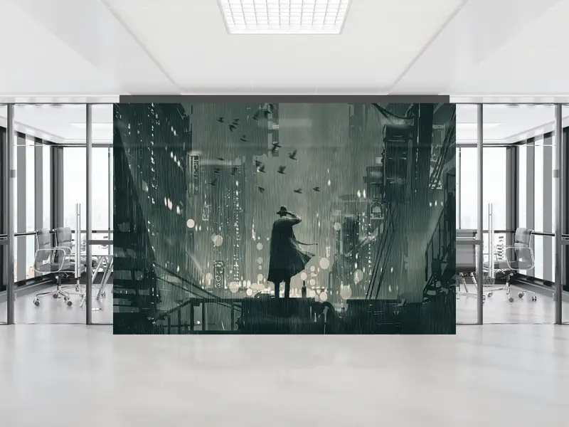 Gub Night Landscape Man Illustration Bedruckte Tapete – Next Level Escape