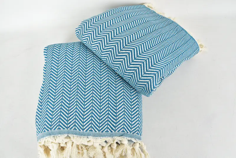 Organic Throw, First Wedding Anniversary Gift, Housewarming Gift, 92x76 Cotton Chevron Towel, Throw Blanket, Bridesmaid Gifts, Throw Blanket for Bed - 6