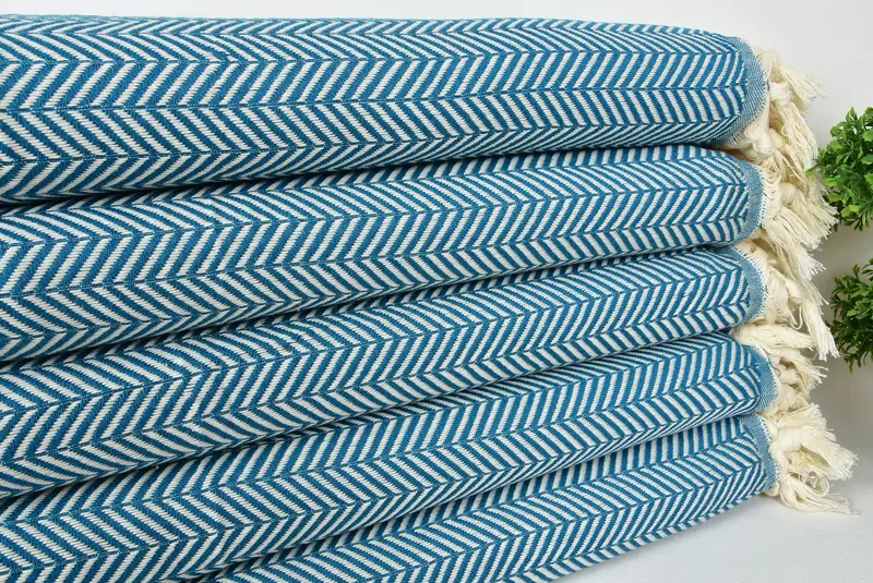 Organic Throw, First Wedding Anniversary Gift, Housewarming Gift, 92x76 Cotton Chevron Towel, Throw Blanket, Bridesmaid Gifts, Throw Blanket for Bed - 3