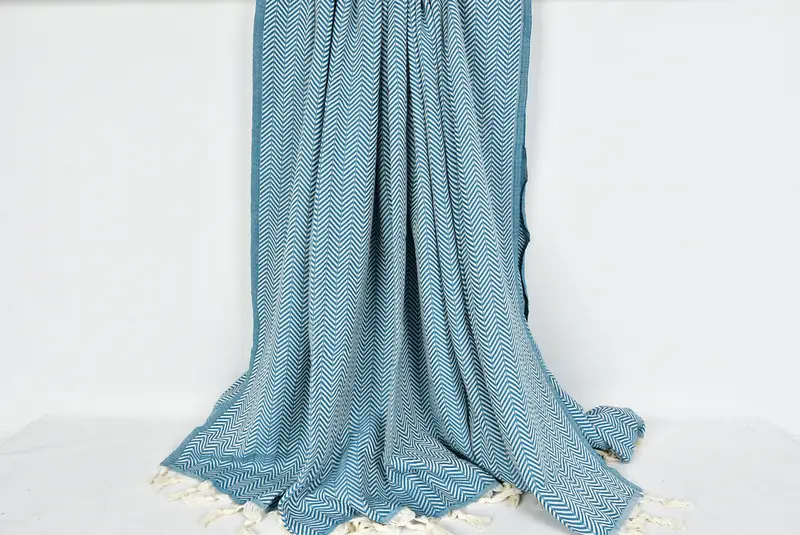 Organic Throw, First Wedding Anniversary Gift, Housewarming Gift, 92x76 Cotton Chevron Towel, Throw Blanket, Bridesmaid Gifts, Throw Blanket for Bed - 8