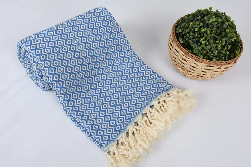 Wedding Hand Made Gift, Bridesmaid Gifts, Throw Blanket, Turkish Cotton Throw Blanket, 96x80 Cotton Diamond Towel, Wedding Favors, Custom Gifts - 3