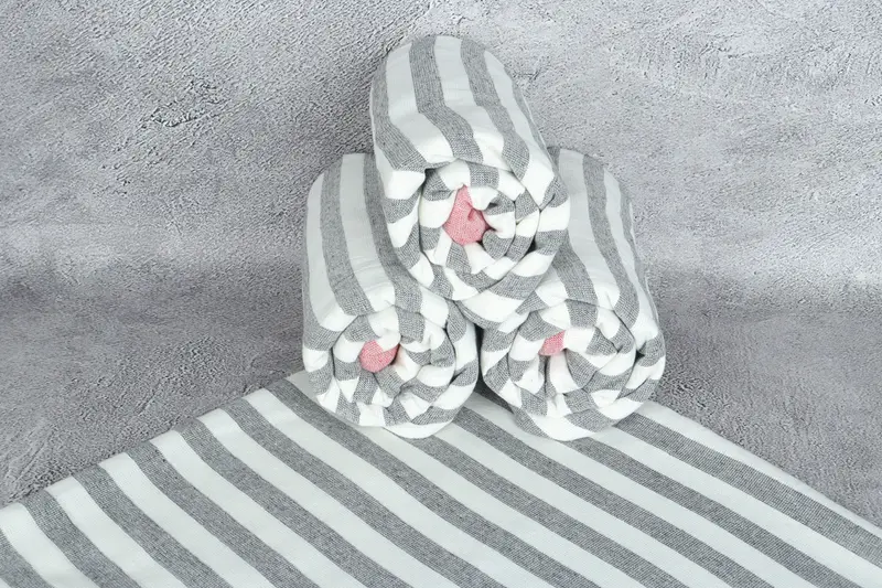 Bridesmaid Gift, Luxury Turkish beach towel with fringe, Thin towel, Beach Towel Bulk, Best Friend Christmas Gift, 68x40 Cotton Striped Terry Towel - 7