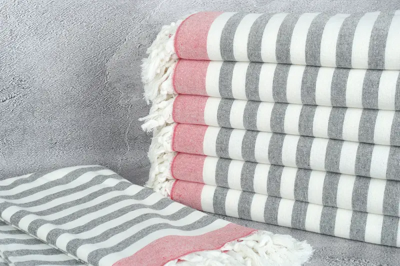 Bridesmaid Gift, Luxury Turkish beach towel with fringe, Thin towel, Beach Towel Bulk, Best Friend Christmas Gift, 68x40 Cotton Striped Terry Towel - 2