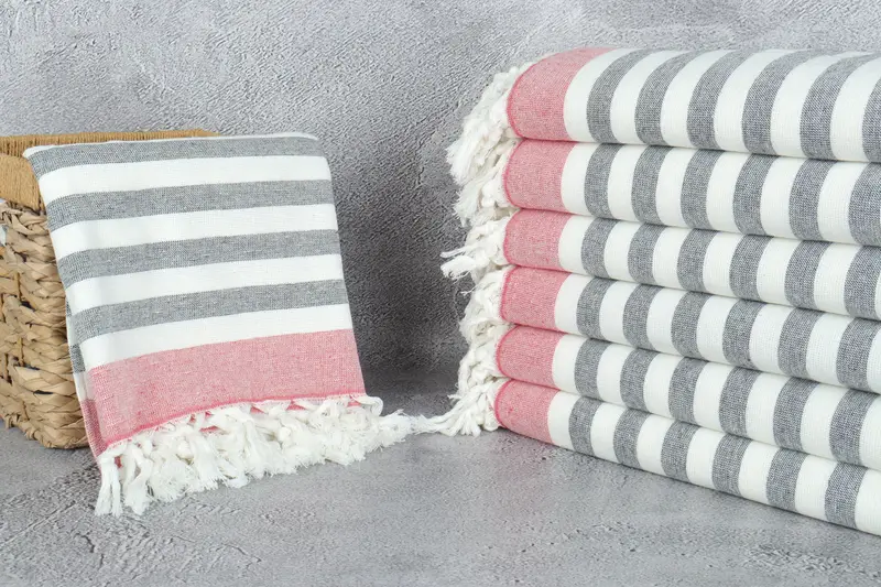 Bridesmaid Gift, Luxury Turkish beach towel with fringe, Thin towel, Beach Towel Bulk, Best Friend Christmas Gift, 68x40 Cotton Striped Terry Towel - 3