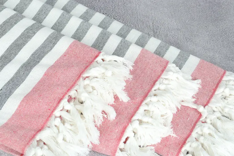 Bridesmaid Gift, Luxury Turkish beach towel with fringe, Thin towel, Beach Towel Bulk, Best Friend Christmas Gift, 68x40 Cotton Striped Terry Towel - 5