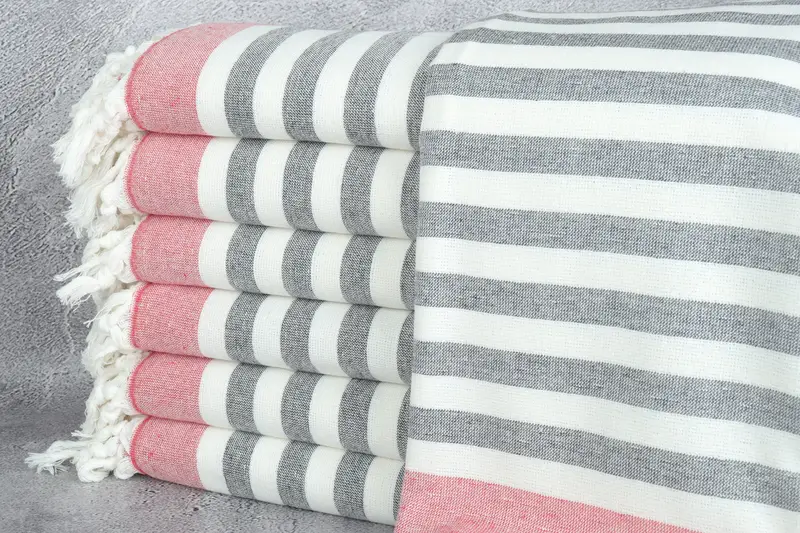Bridesmaid Gift, Luxury Turkish beach towel with fringe, Thin towel, Beach Towel Bulk, Best Friend Christmas Gift, 68x40 Cotton Striped Terry Towel - 1