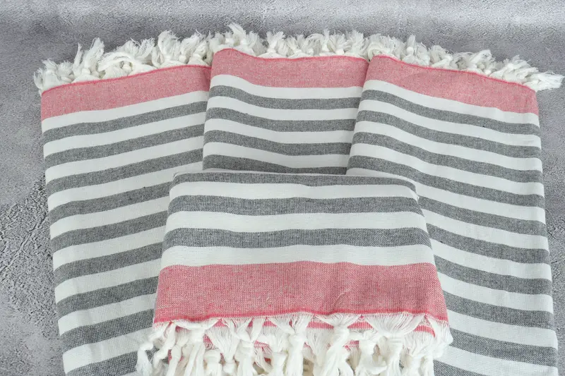 Bridesmaid Gift, Luxury Turkish beach towel with fringe, Thin towel, Beach Towel Bulk, Best Friend Christmas Gift, 68x40 Cotton Striped Terry Towel - 4