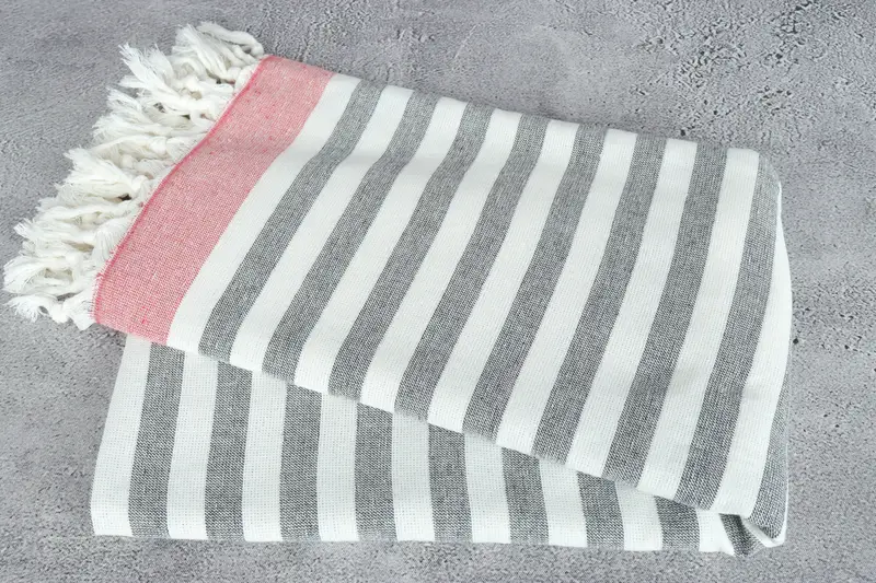 Bridesmaid Gift, Luxury Turkish beach towel with fringe, Thin towel, Beach Towel Bulk, Best Friend Christmas Gift, 68x40 Cotton Striped Terry Towel - 6