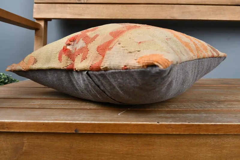 Pillow Sham, Boho Pillow, 14x14 Orange Pillow Cover, Farmhouse Cushion Cover, Pillow for Sofa, Boho Pillow Sham Cover - 4