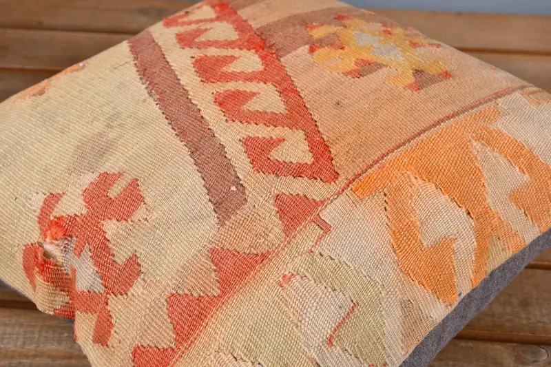 Pillow Sham, Boho Pillow, 14x14 Orange Pillow Cover, Farmhouse Cushion Cover, Pillow for Sofa, Boho Pillow Sham Cover - 3