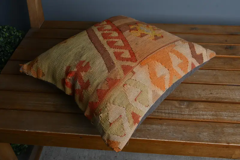 Pillow Sham, Boho Pillow, 14x14 Orange Pillow Cover, Farmhouse Cushion Cover, Pillow for Sofa, Boho Pillow Sham Cover - 2