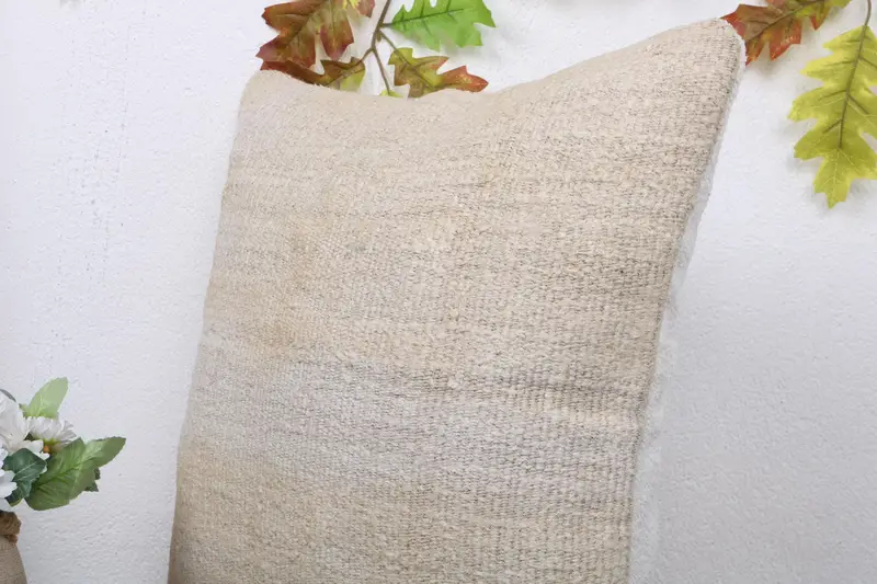 Turkish Pillow, Vintage Kilim Pillow, Living Room Throw Cushion Case, Pillow Case, Vintage Pillow, Sofa Pillow Sham, 18x18 Beige Cushion Cover - 5