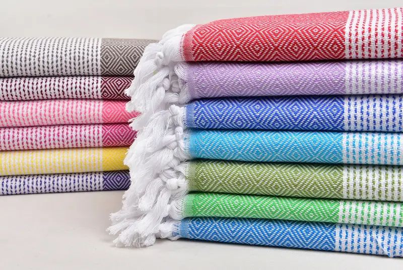 Embroidered Turkish Towel, Personalized Beach Towel, 70x40 Cotton Diamond Towel, Turkish beach towel, Xmas Gifts, Personalized Wedding Gift - 1