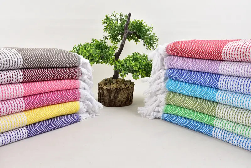 Embroidered Turkish Towel, Personalized Beach Towel, 70x40 Cotton Diamond Towel, Turkish beach towel, Xmas Gifts, Personalized Wedding Gift - 3
