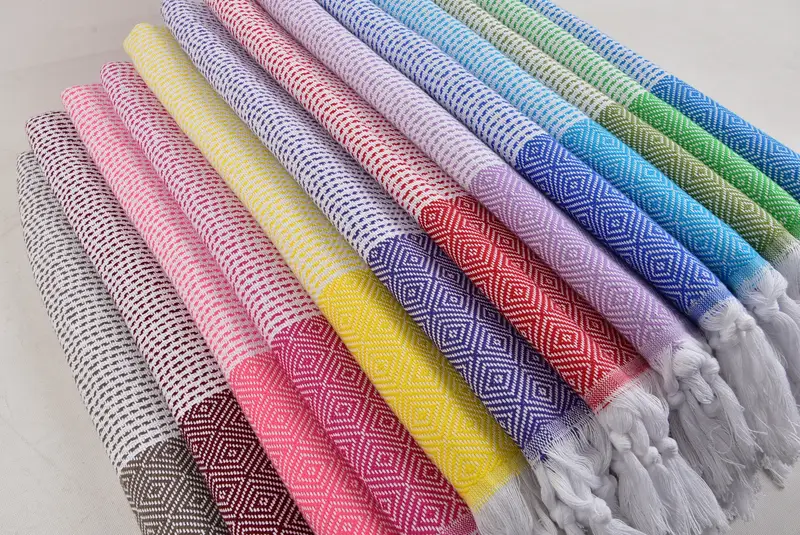 Embroidered Turkish Towel, Personalized Beach Towel, 70x40 Cotton Diamond Towel, Turkish beach towel, Xmas Gifts, Personalized Wedding Gift - 6