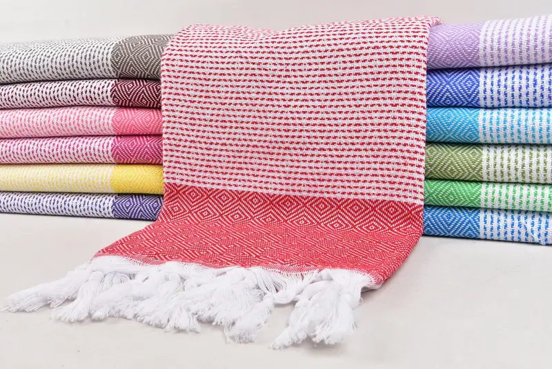 Embroidered Turkish Towel, Personalized Beach Towel, 70x40 Cotton Diamond Towel, Turkish beach towel, Xmas Gifts, Personalized Wedding Gift - 2