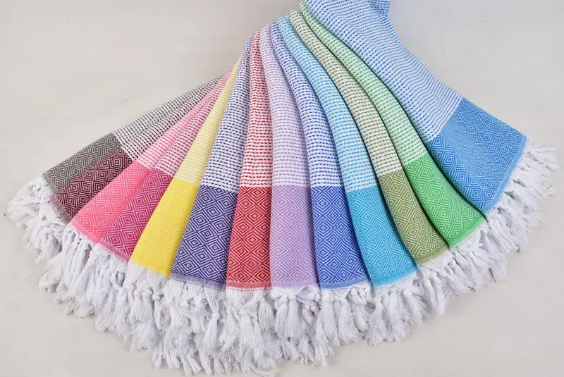 Embroidered Turkish Towel, Personalized Beach Towel, 70x40 Cotton Diamond Towel, Turkish beach towel, Xmas Gifts, Personalized Wedding Gift - 4