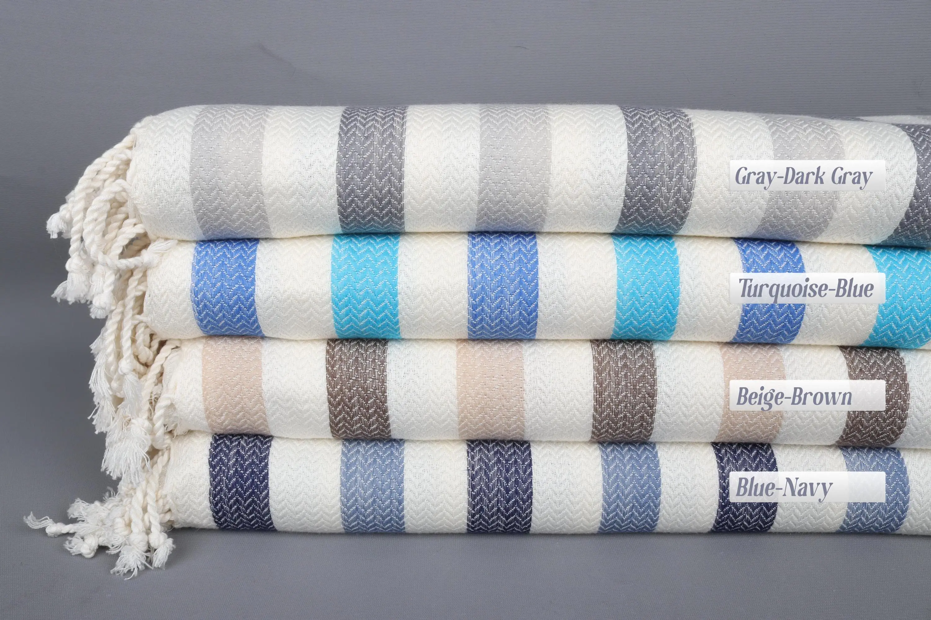 Custom Towel, Striped Bath Towel, Beige, Organic Cotton, 40x67 Inches - 1