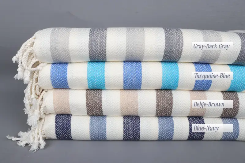 Custom Towel, Striped Bath Towel, Beige, Organic Cotton, 40x67 Inches