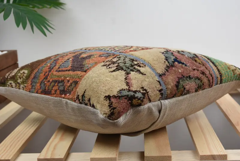 Armchair Pillow Case, Kilim Pillow Cover, Ethnical Kilim Rug Pillow, 16x16 Brown Pillow, Couch Cushion, Handmade Kilim Cushion, Cushion - 4