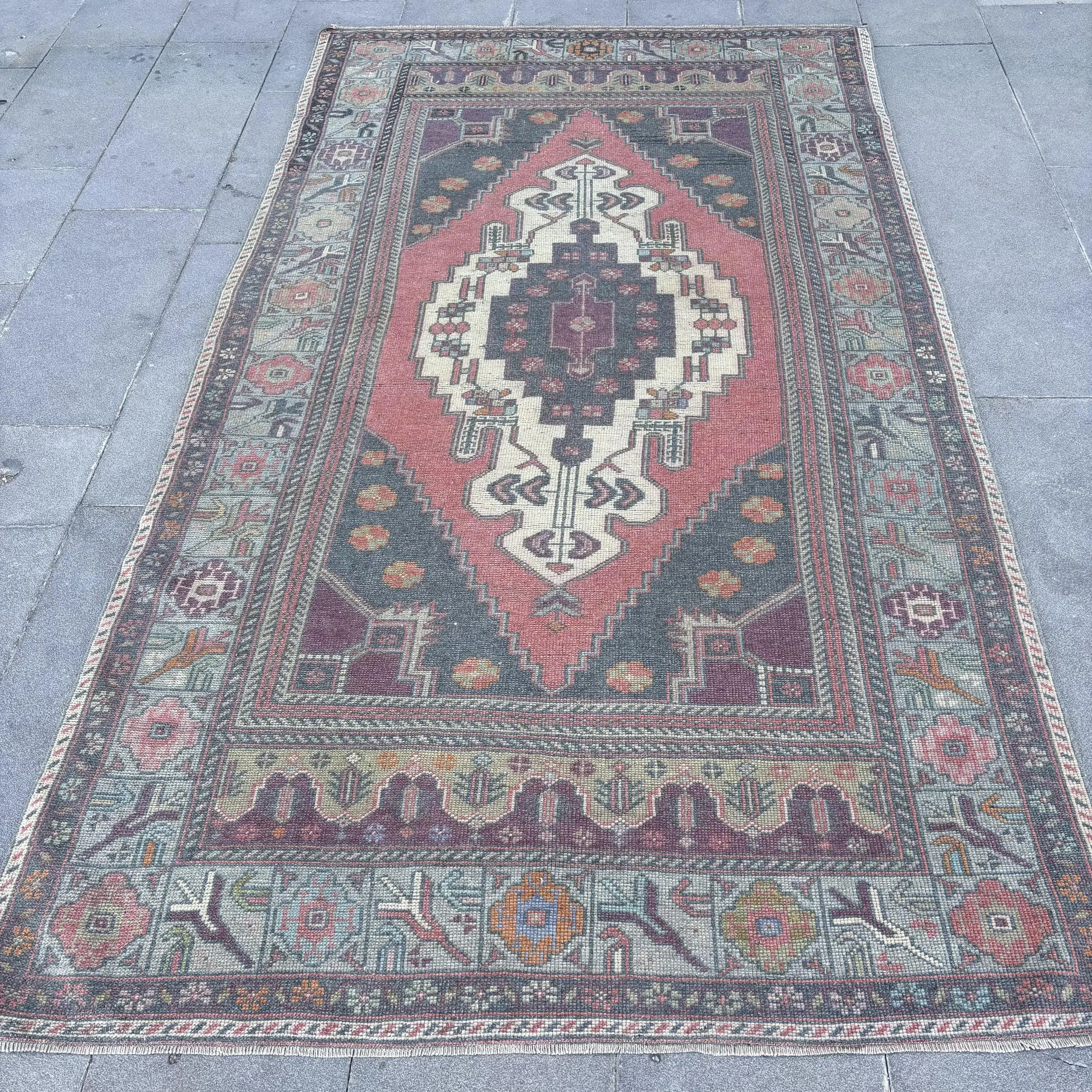 4.6x8.3 ft Rug, Area Vintage Rug, Red Oriental Rug - 1