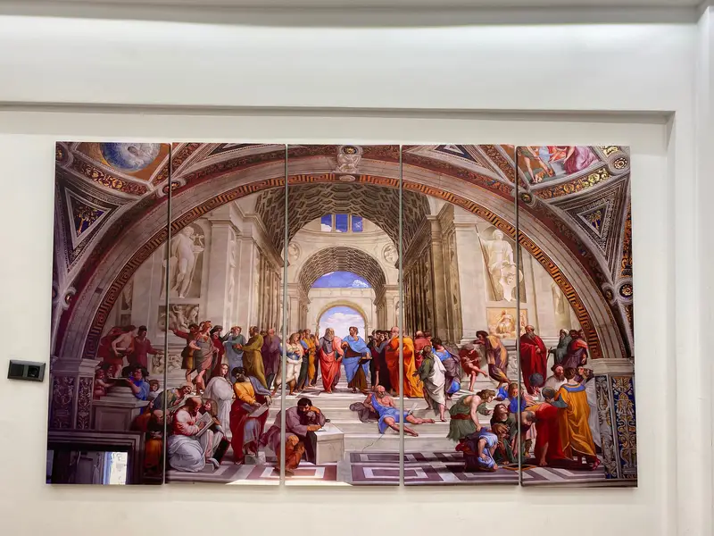 Raphael - Atina Okulu (1511), Fresco Stanze Di Raffaello Vatikan Hıristiyanlığı Dini, Plato Aristoteles Sokrates, Ünlü Sanat, - 3