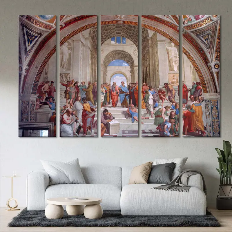 Raphael - Atina Okulu (1511), Fresco Stanze Di Raffaello Vatikan Hıristiyanlığı Dini, Plato Aristoteles Sokrates, Ünlü Sanat, - 9