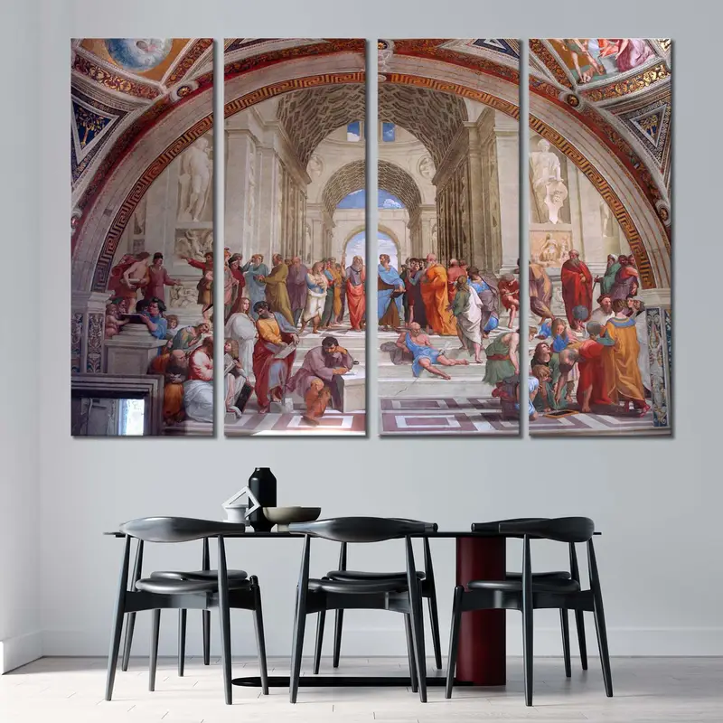 Raphael - Atina Okulu (1511), Fresco Stanze Di Raffaello Vatikan Hıristiyanlığı Dini, Plato Aristoteles Sokrates, Ünlü Sanat, - 8