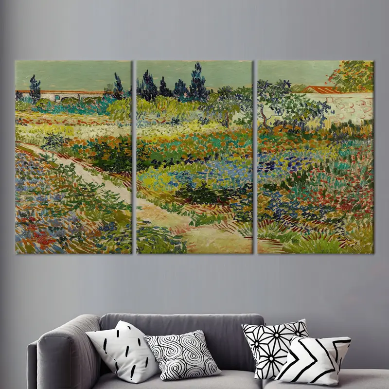 Vibrant Boho Canvas: Green Floral Abstract Landscape Art