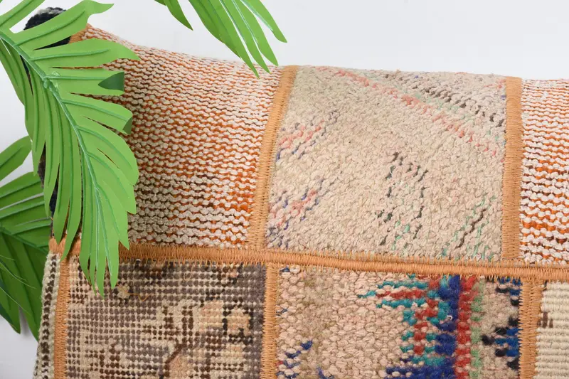 Handmade Cushion, Ethnical Kilim Rug Pillow, Pillow for Sofa, Pillow, Shabby Chic Pillow Cover, Boho Pillow, 16x36 Orange Pillow Case - 2