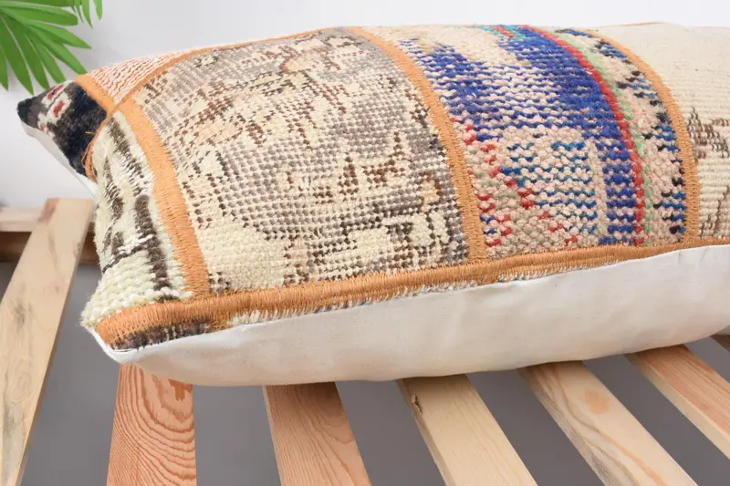 Handmade Cushion, Ethnical Kilim Rug Pillow, Pillow for Sofa, Pillow, Shabby Chic Pillow Cover, Boho Pillow, 16x36 Orange Pillow Case - 6