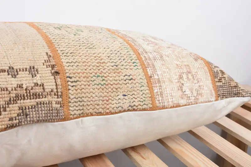 Handmade Cushion, Ethnical Kilim Rug Pillow, Pillow for Sofa, Pillow, Shabby Chic Pillow Cover, Boho Pillow, 16x36 Orange Pillow Case - 7