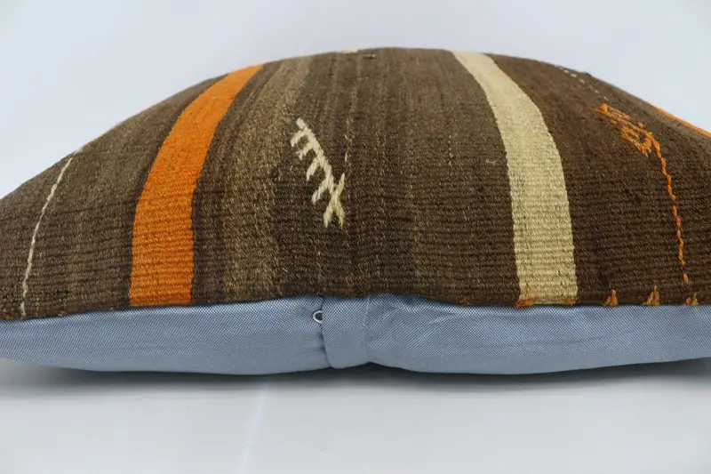 Boho Pillow Sham Cover, 28x28 Brown Cushion, Boho Pillow, Pastel Pillow, Crochet Pattern Pillow Cover, Vintage Kilim Throw Pillow, Pillow - 5