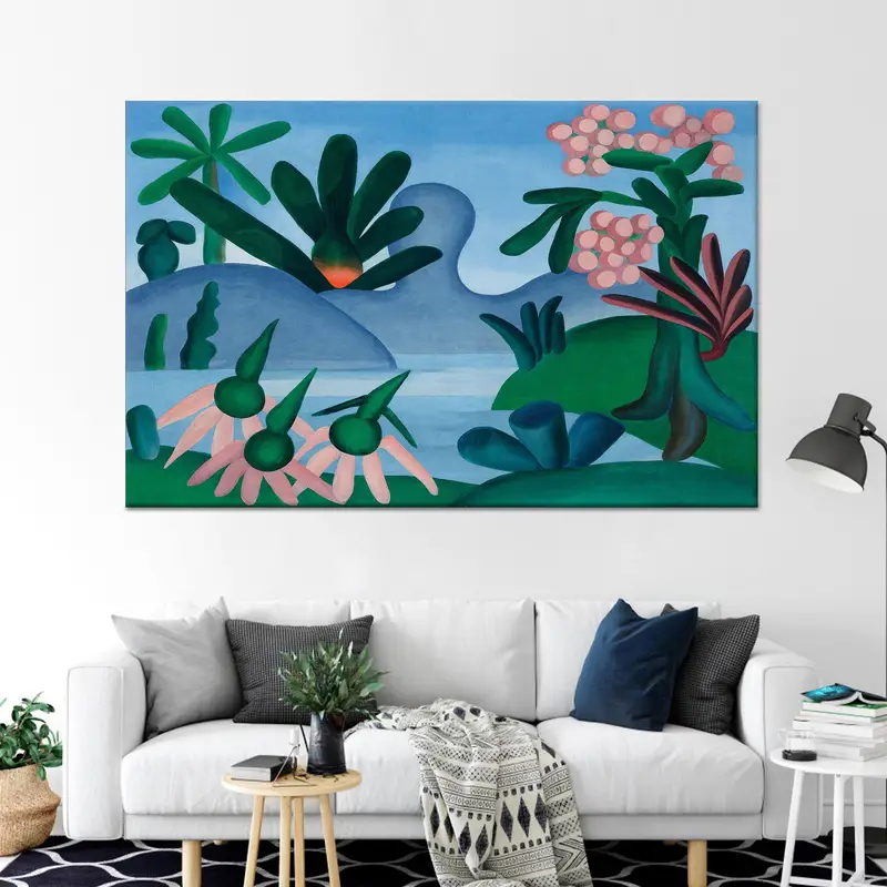 Soyut Gerçeküstü Kanvas Tablo: Modern Mavi ve Yeşil Sanatsal Reprodüksiyon