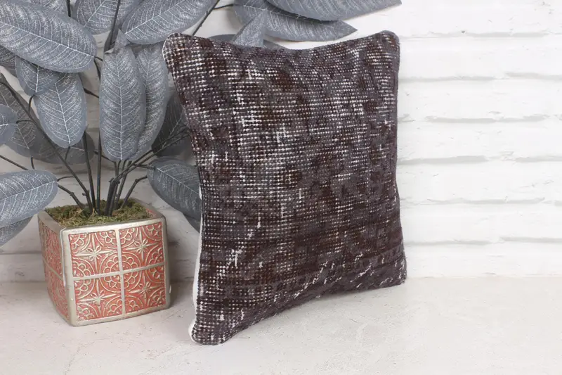 Turkish Pillow, Pillow Sham, 12x12 Gray Pillow Cover, Outdoor Bolster Pillow Case, Throw Kilim Pillow, Yoga Cushion, Antique Pillows - 4